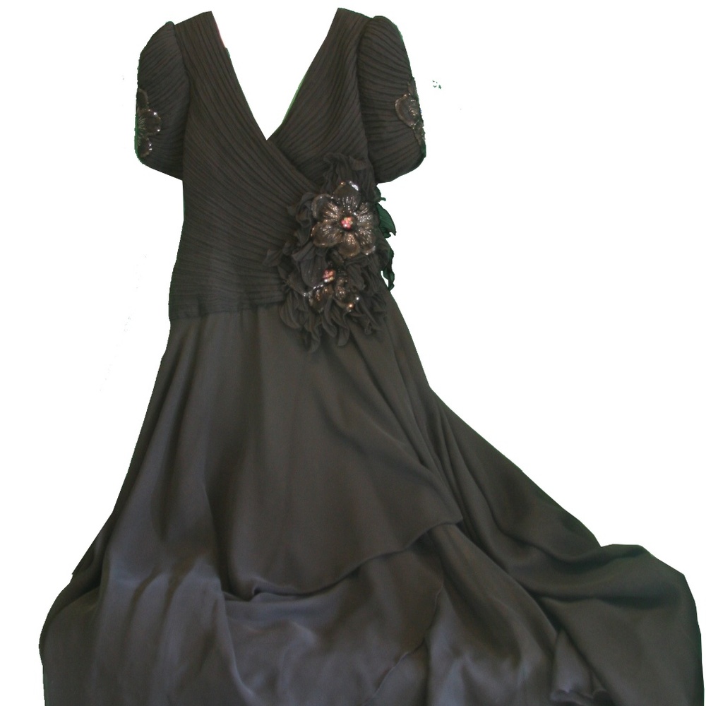 Gown, Black, Floor length, Vintage